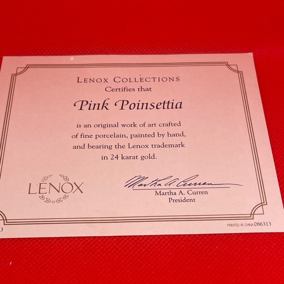 LENOX 2001 Porcelain Pink Poinsettia Flower Sculpture In Box With Certificate - Picture 4 of 5